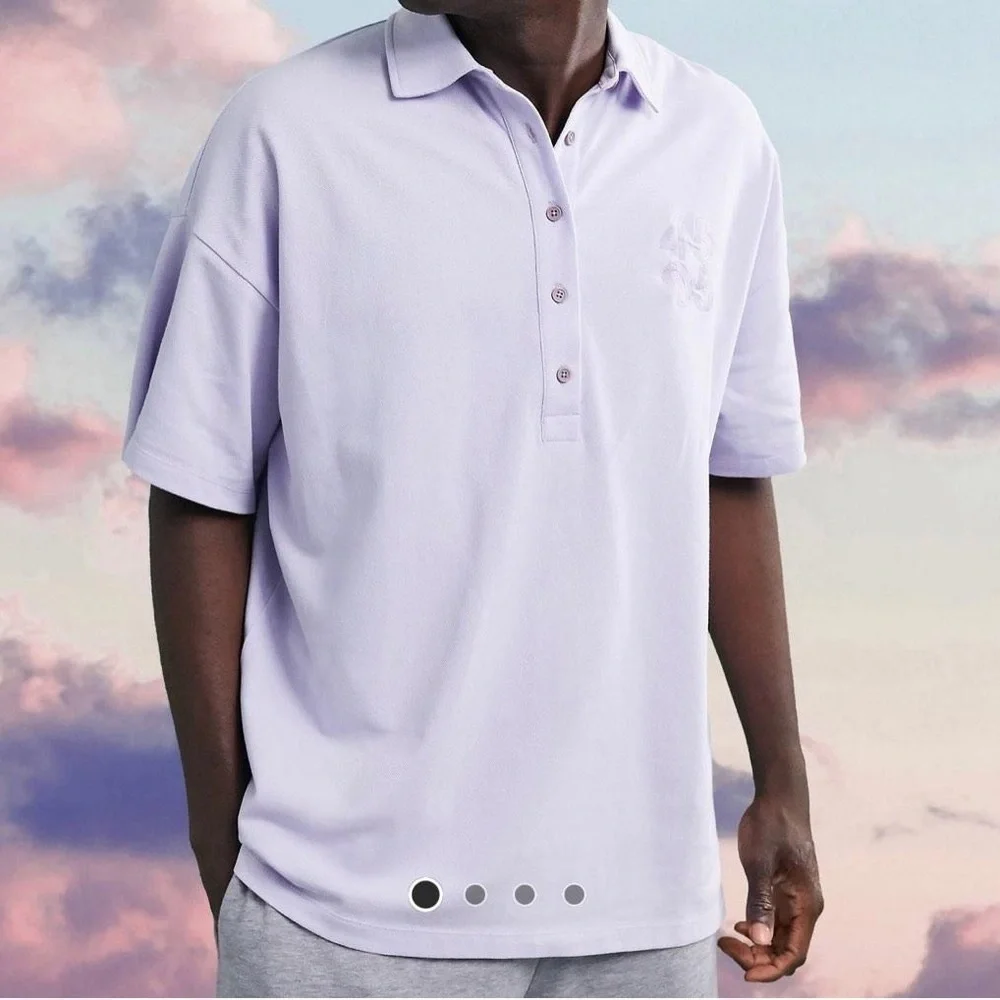 ASOS 4505 Mens Polo Shirt NWT  Oversized Size Large Purple Collar